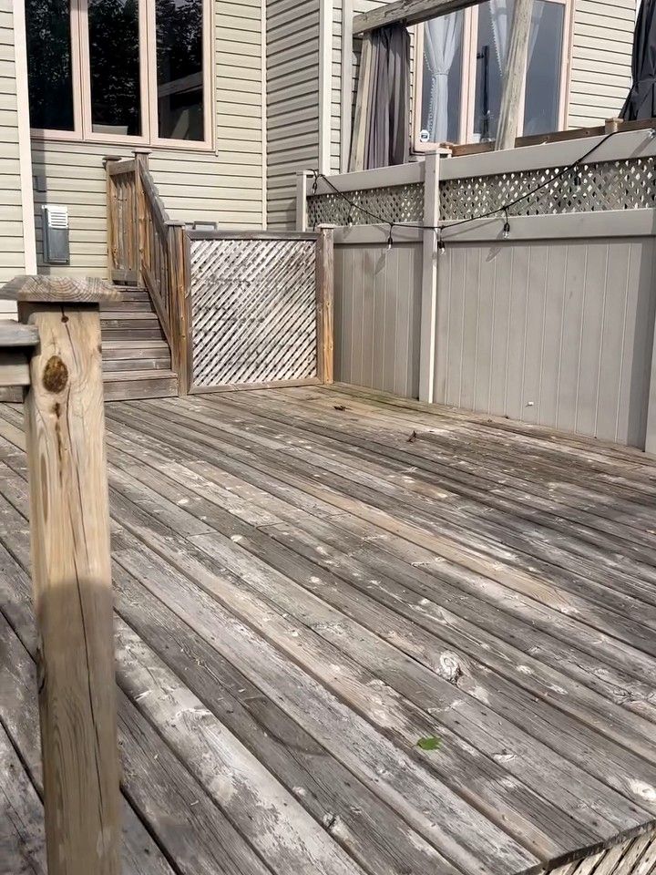 Before: Weathered deck cleaned and sealed