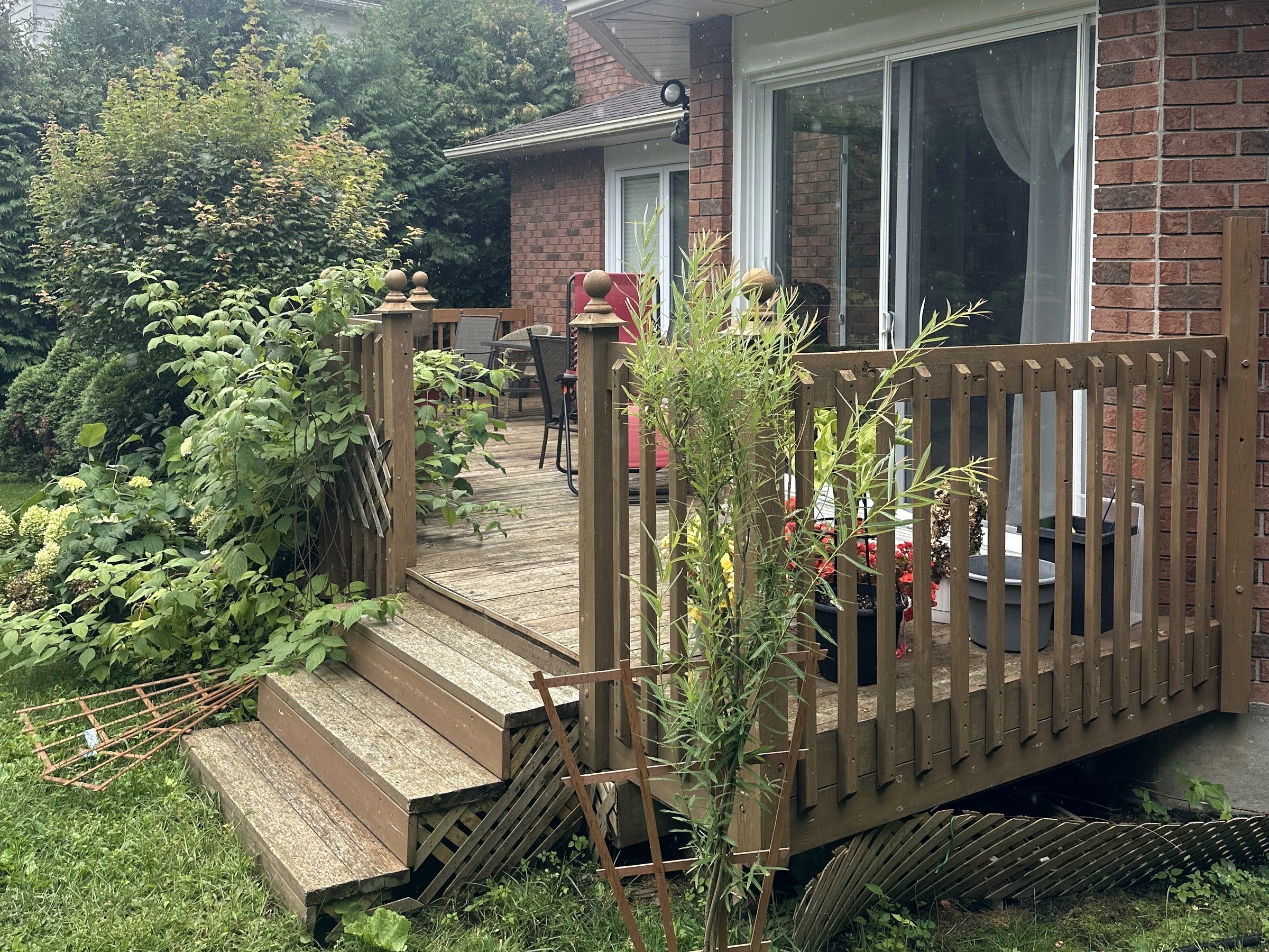 Before: Cedar deck and stairs rebuilt on the existing frame