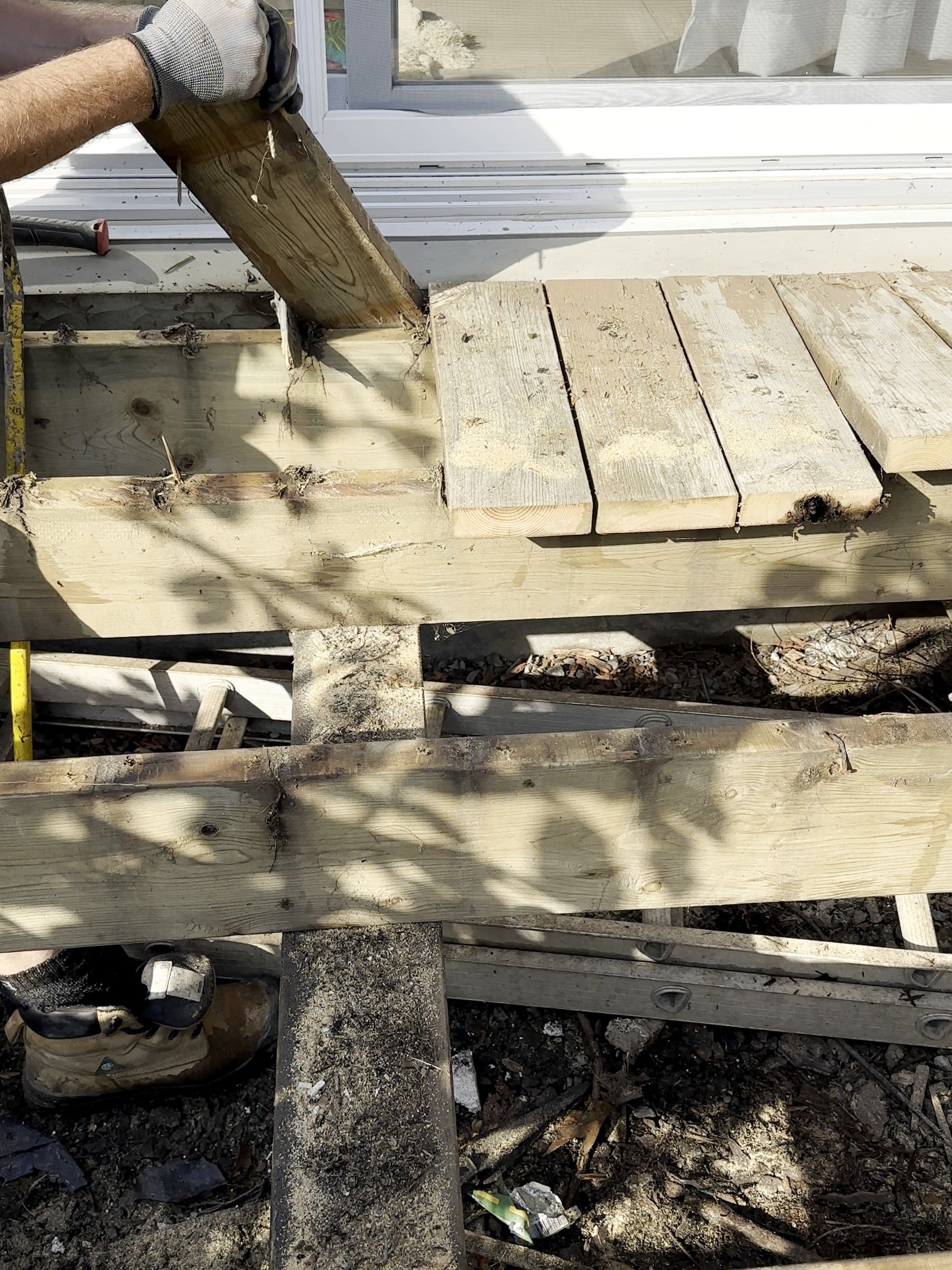 Boards off and the old frame exposed