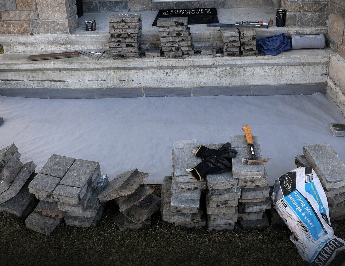 Fabric laid over the soil