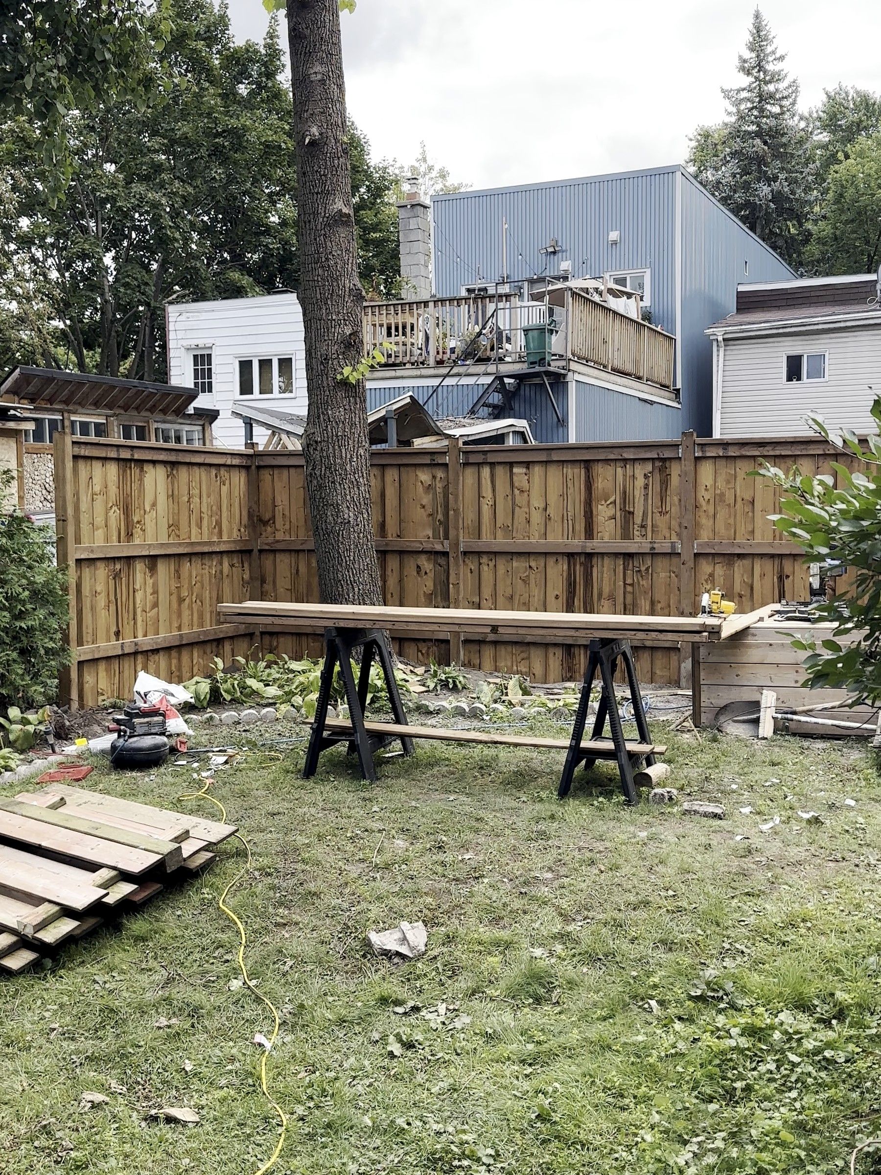 Finished sections along the back line